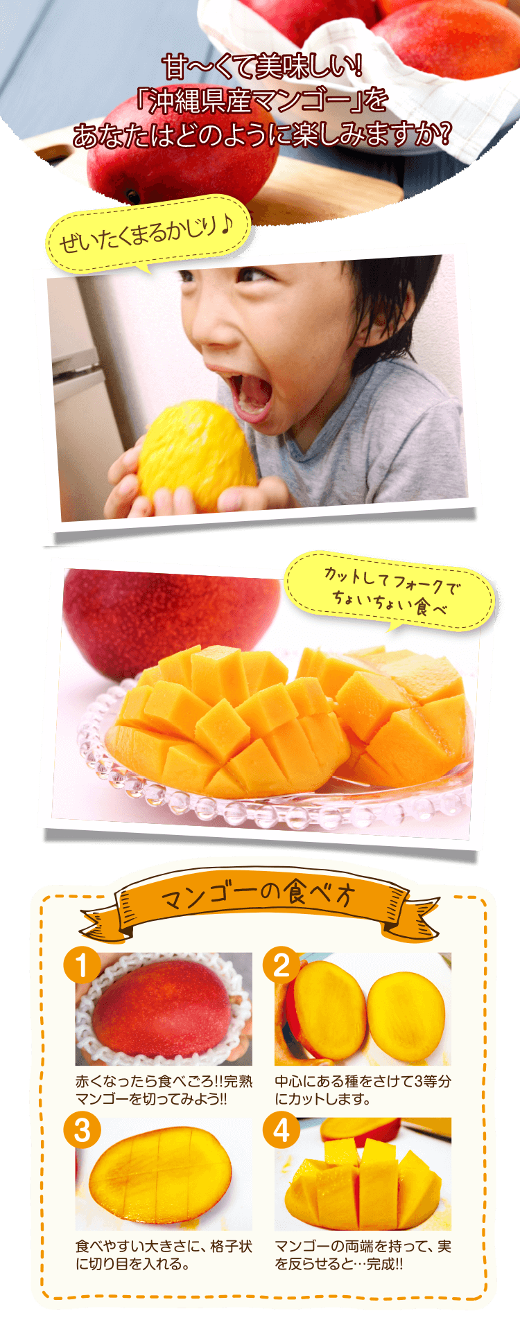 甘ーくて美味しい！沖縄県産産家庭用マンゴーあなたはどのように楽しみますか？